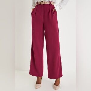 Lulus Upscale Energy Berry Pink High Rise Wide Leg Trouser Pants - XS